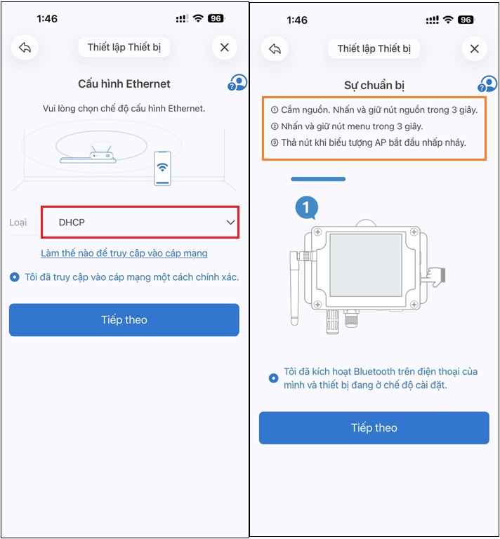 Cài đặt sử dụng dây mạng Ethernet