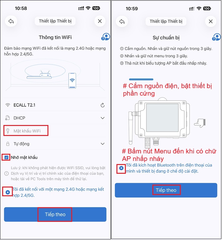 Kết nối thiết bị GS3 với WiFi