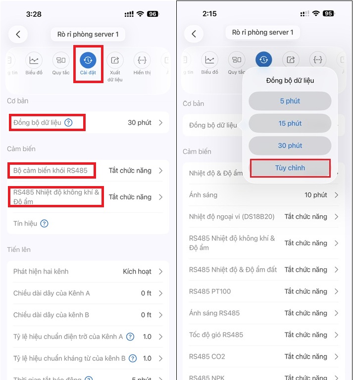 Cài đặt thời gian đồng bộ dữ liệu lên Cloud