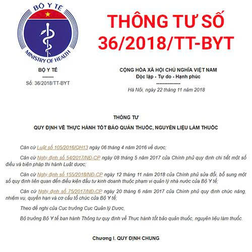 Thông tư 36/2018/TT-BYT quy định về thực hành tốt bảo quản thuốc, nguyên liệu làm thuốc
