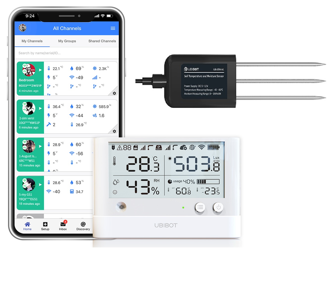 Thiết Bị Giám Sát Nhiệt Độ Và Độ Ẩm Đất Ubibot EC-STH-N1