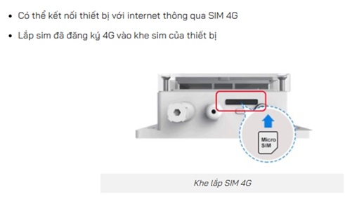 Lắp sim 4G vào khi sim, cắm nguồn thiết bị