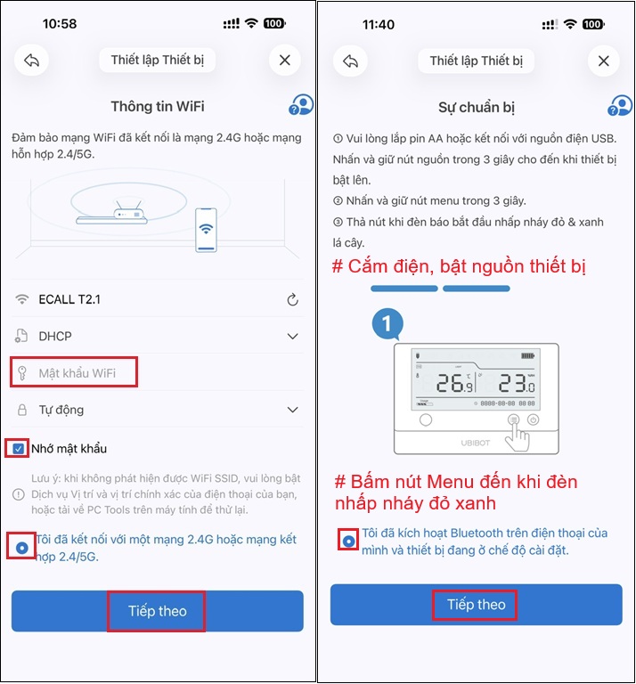 Kết nối thiết bị với WiFi