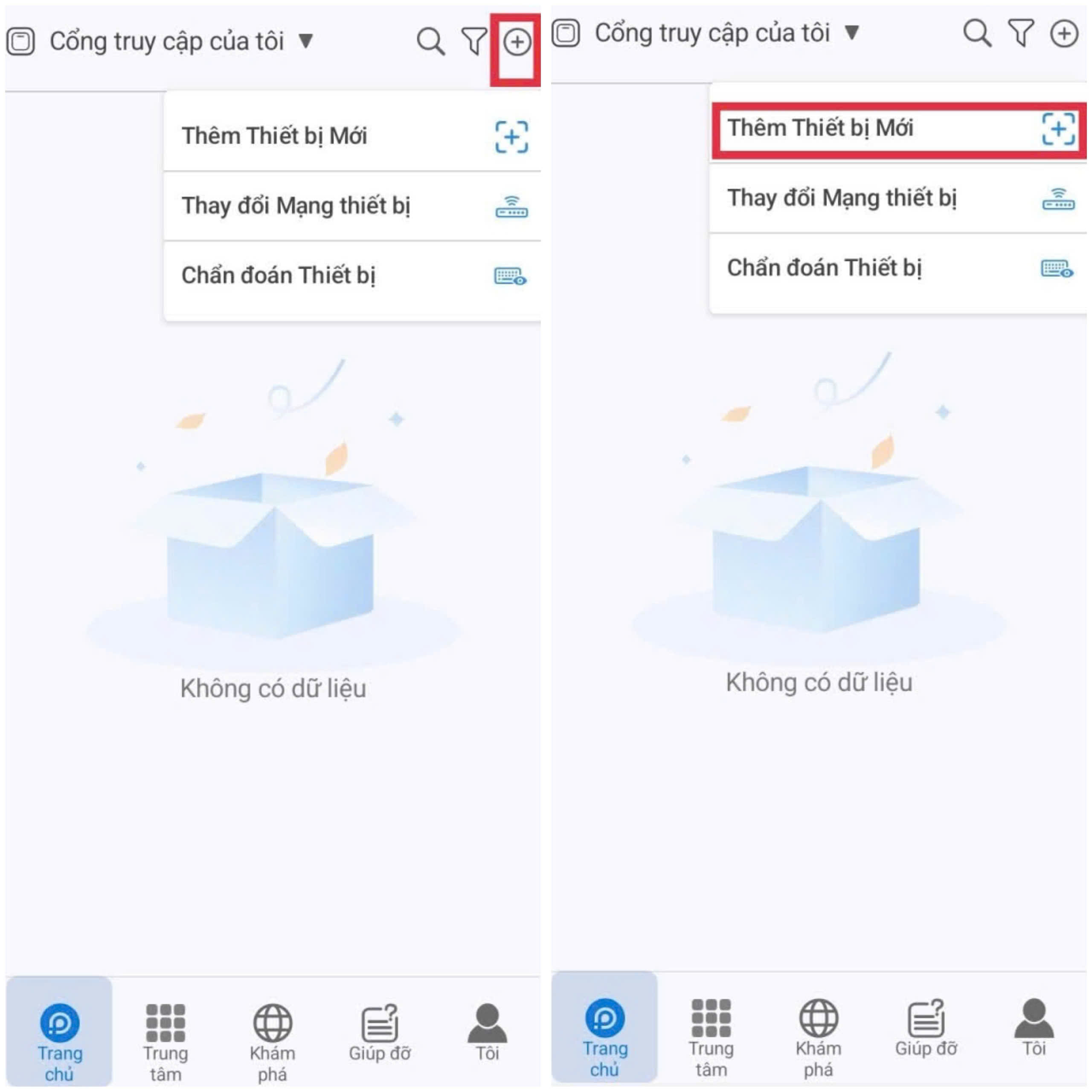 Các bước thêm thiết bị