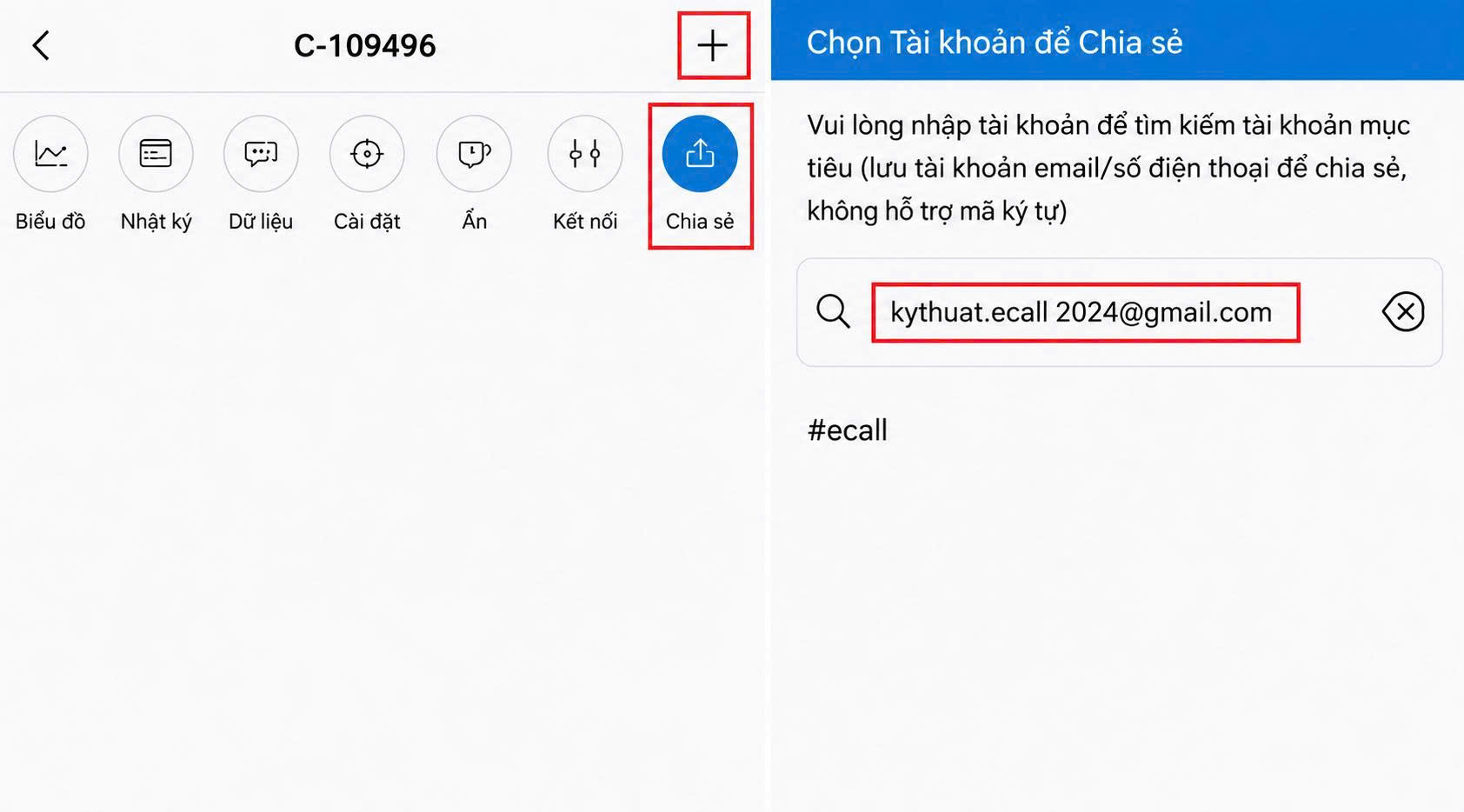 Chia sẻ thiết bị cho tài khoản khác