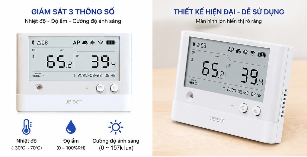 WS1 PRO tích hợp cảm biến cường độ sáng và cảm biến nhiệt độ & độ ẩm trên cùng thiết bị
