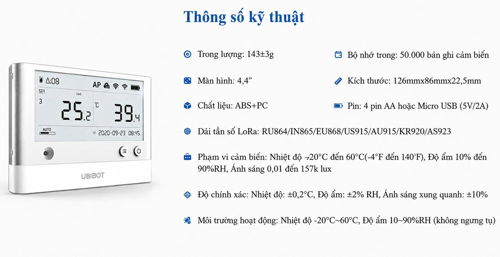 Thông số kỹ thuật WS1-L