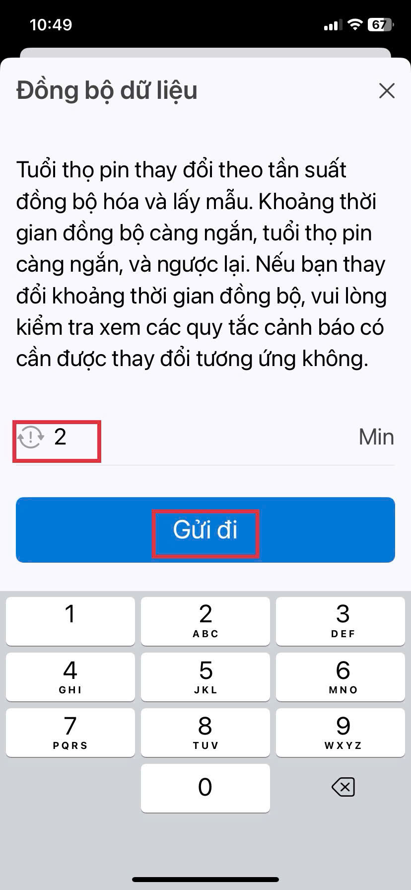 Nhập thời gian mong muốn, sau đó ấn ''Gửi đi'' để hoàn tất