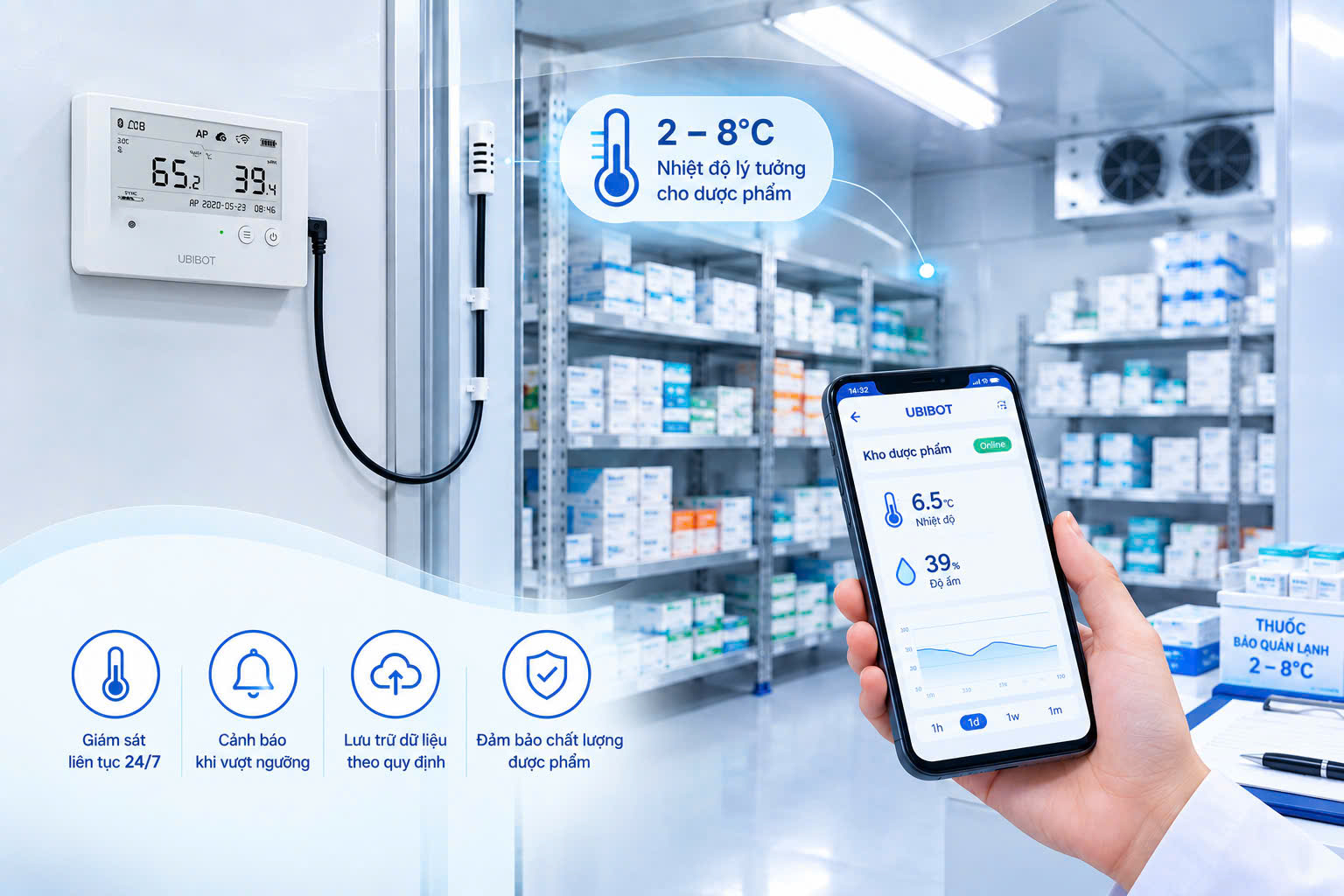 Giám sát nhiệt độ kho dược phẩm qua Internet